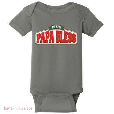 Papa Bless Pizza Funny Meme Prank Logo Baby Bodysuit