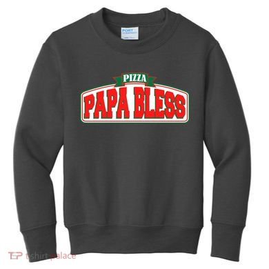 Papa Bless Pizza Funny Meme Prank Logo Kids Sweatshirt