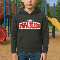 Papa Bless Pizza Funny Meme Prank Logo Kids Hoodie thumb 2