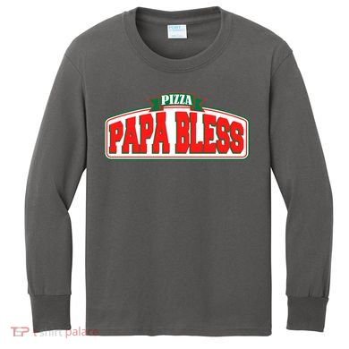 Papa Bless Pizza Funny Meme Prank Logo Kids Long Sleeve Shirt