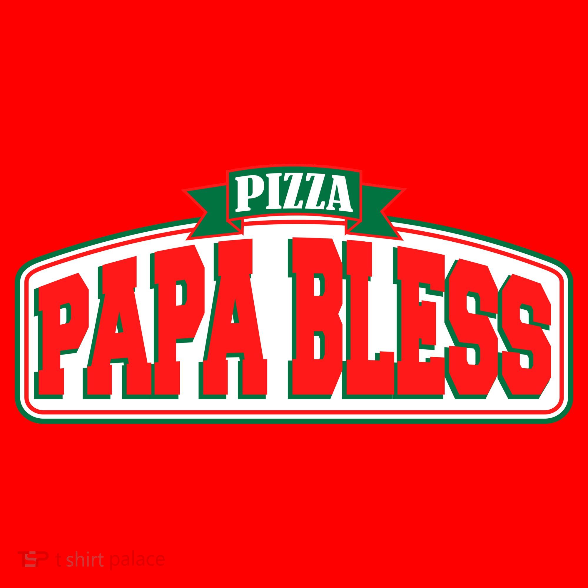 Papa Bless Pizza Funny Meme Prank Logo Santa Hat