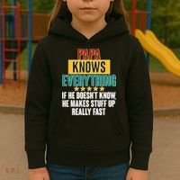 Papa Knows Everything No Matter What Kids Hoodie thumb 3