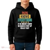 Papa Knows Everything No Matter What Kids Hoodie thumb 4