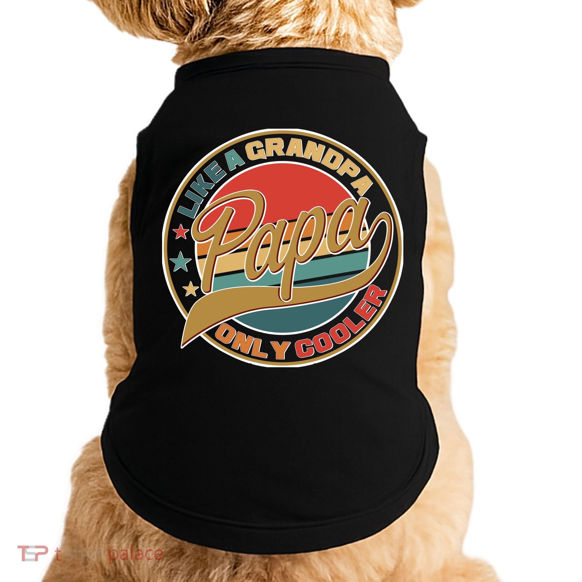 Papa Like A Grandpa Only Cooler Emblem Doggie Tank