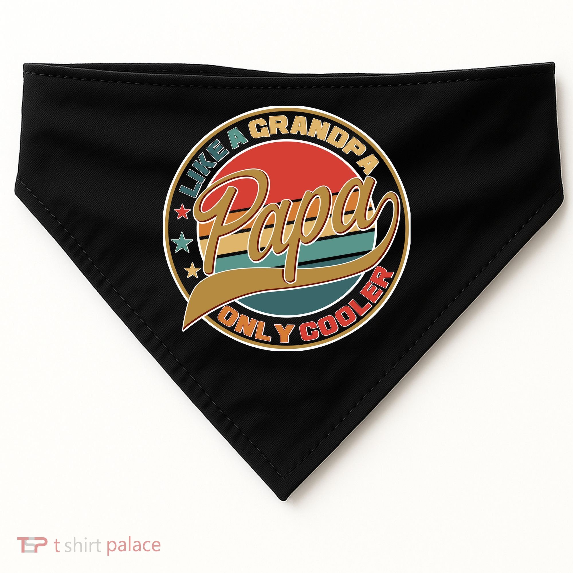 Papa Like A Grandpa Only Cooler Emblem USA-Made Doggie Bandana