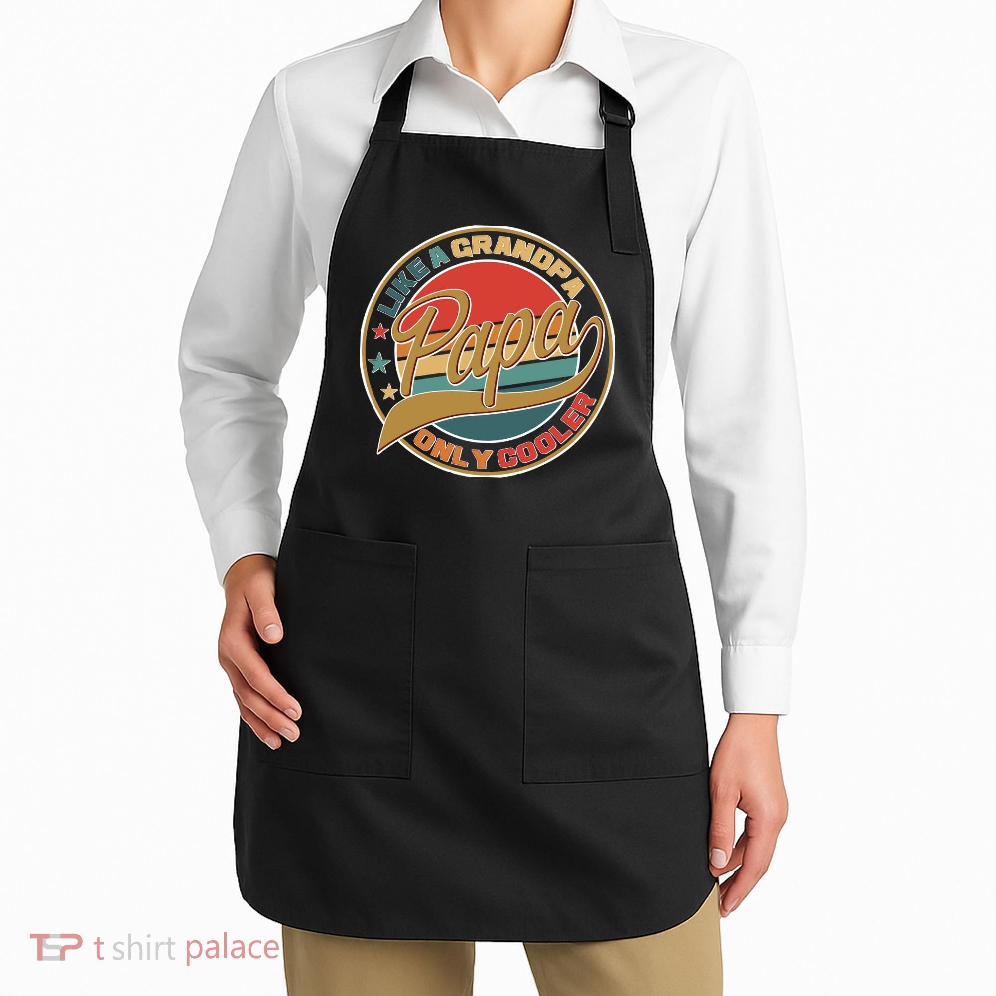 Papa Like A Grandpa Only Cooler Emblem Apron