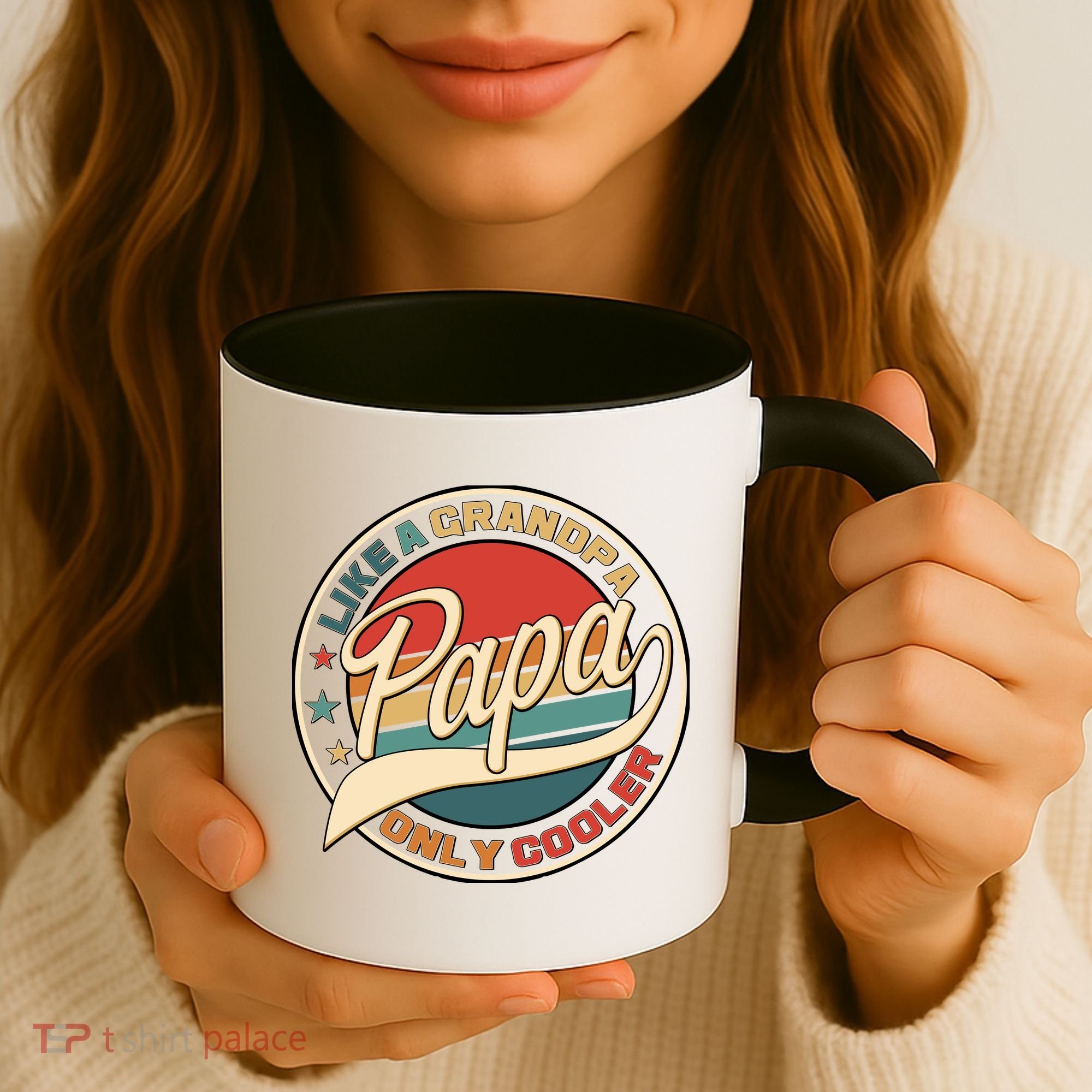 Papa Like A Grandpa Only Cooler Emblem Coffee Mug