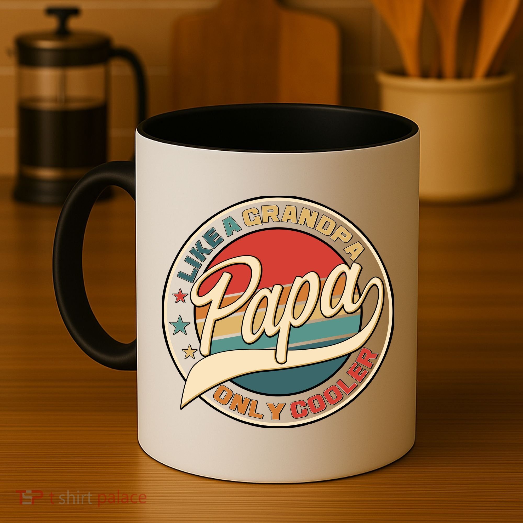 Papa Like A Grandpa Only Cooler Emblem Coffee Mug