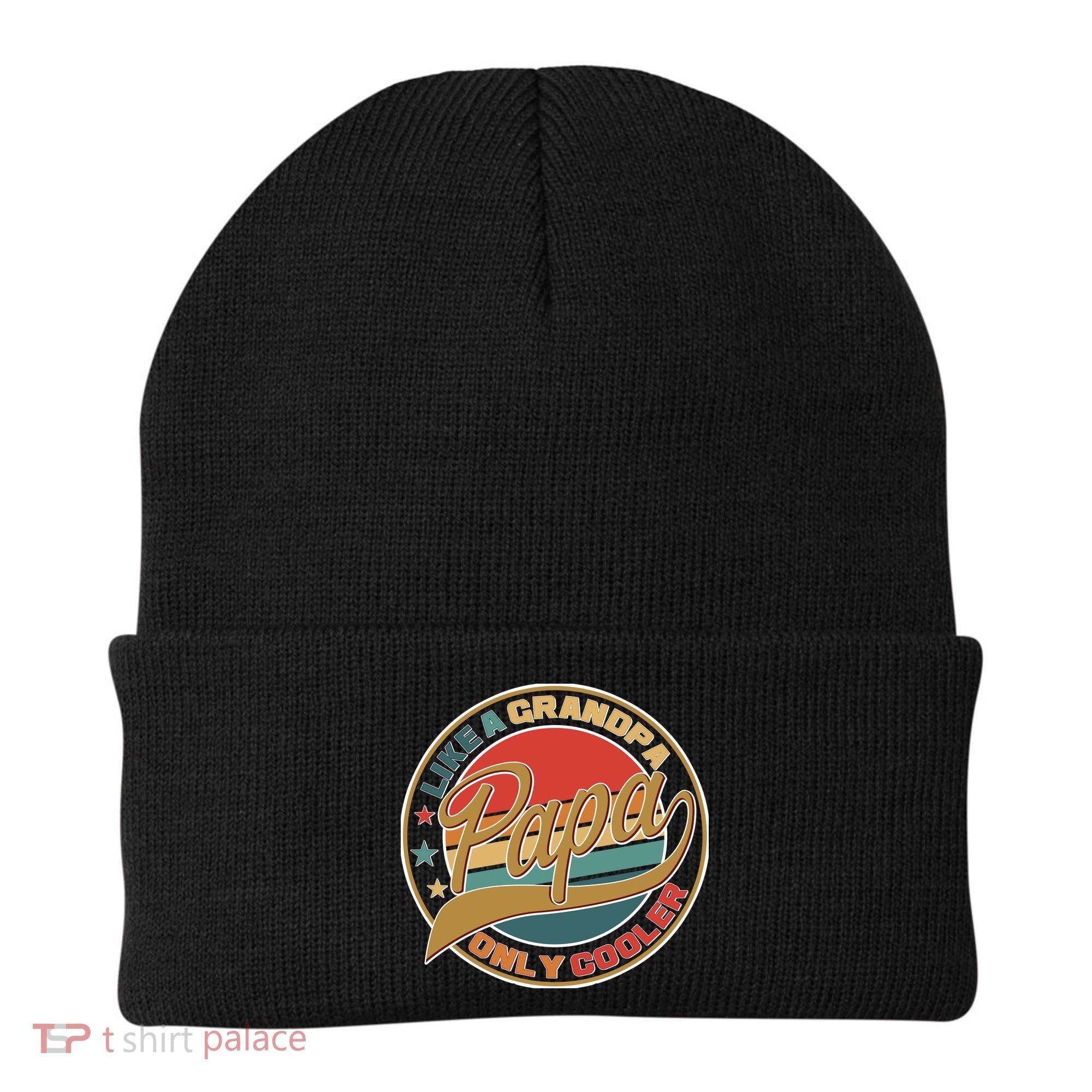 Papa Like A Grandpa Only Cooler Emblem Beanie
