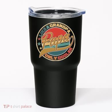 Papa Like A Grandpa Only Cooler Emblem Tumbler