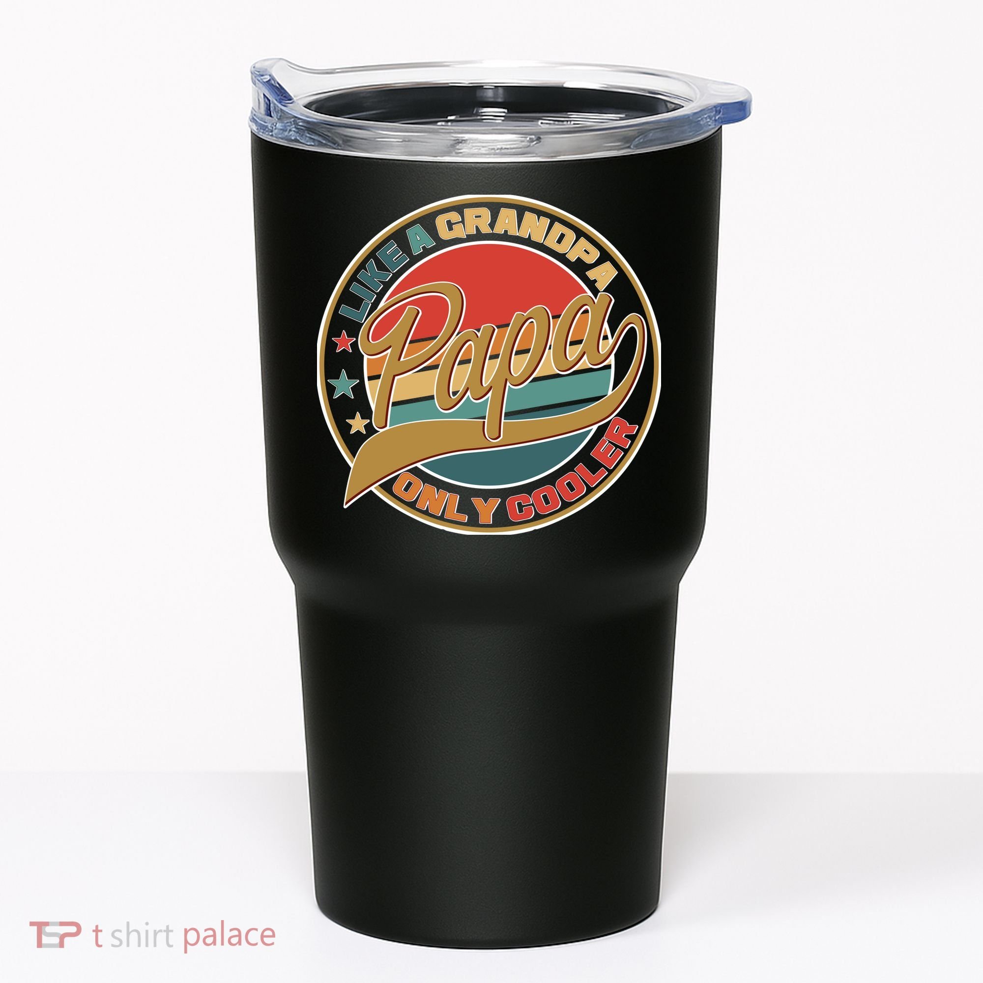 Papa Like A Grandpa Only Cooler Emblem Tumbler