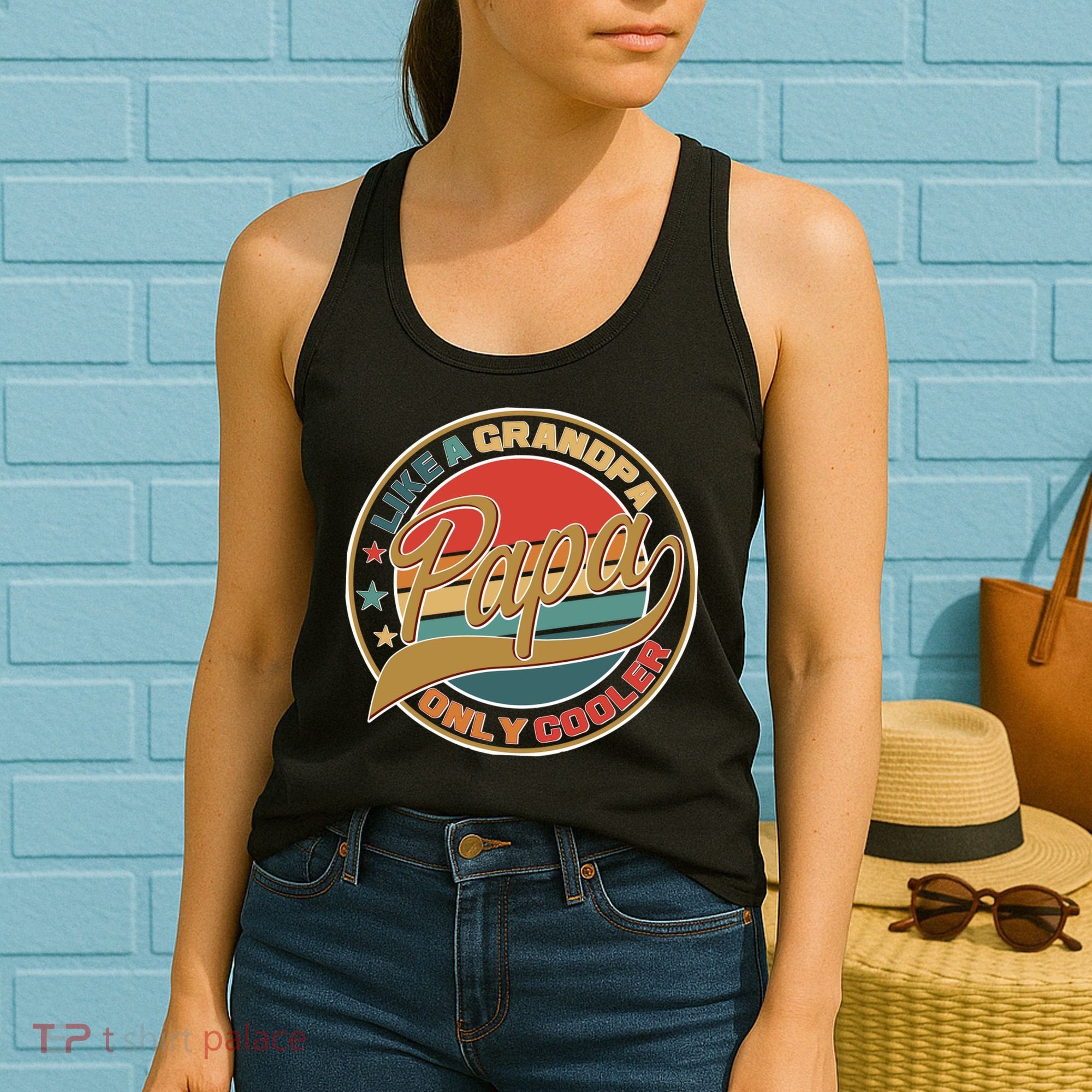 Papa Like A Grandpa Only Cooler Emblem Women's Tank Top