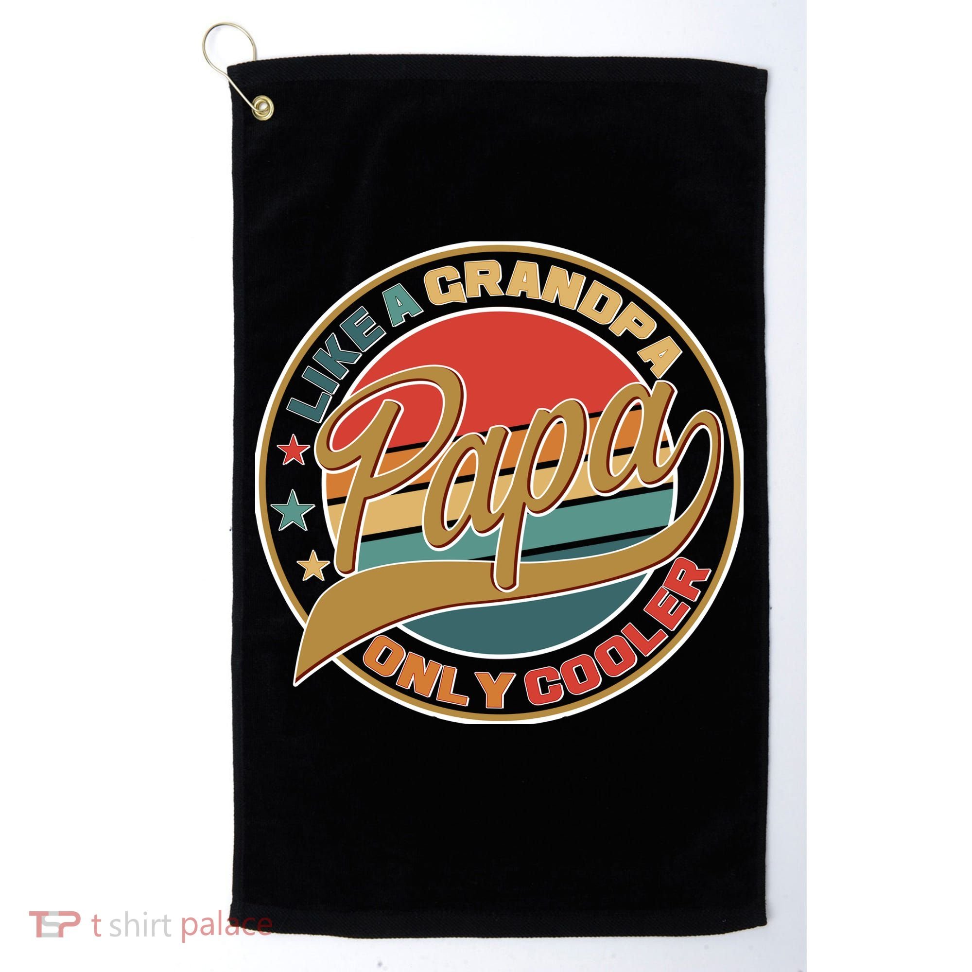 Papa Like A Grandpa Only Cooler Emblem Golf Towel