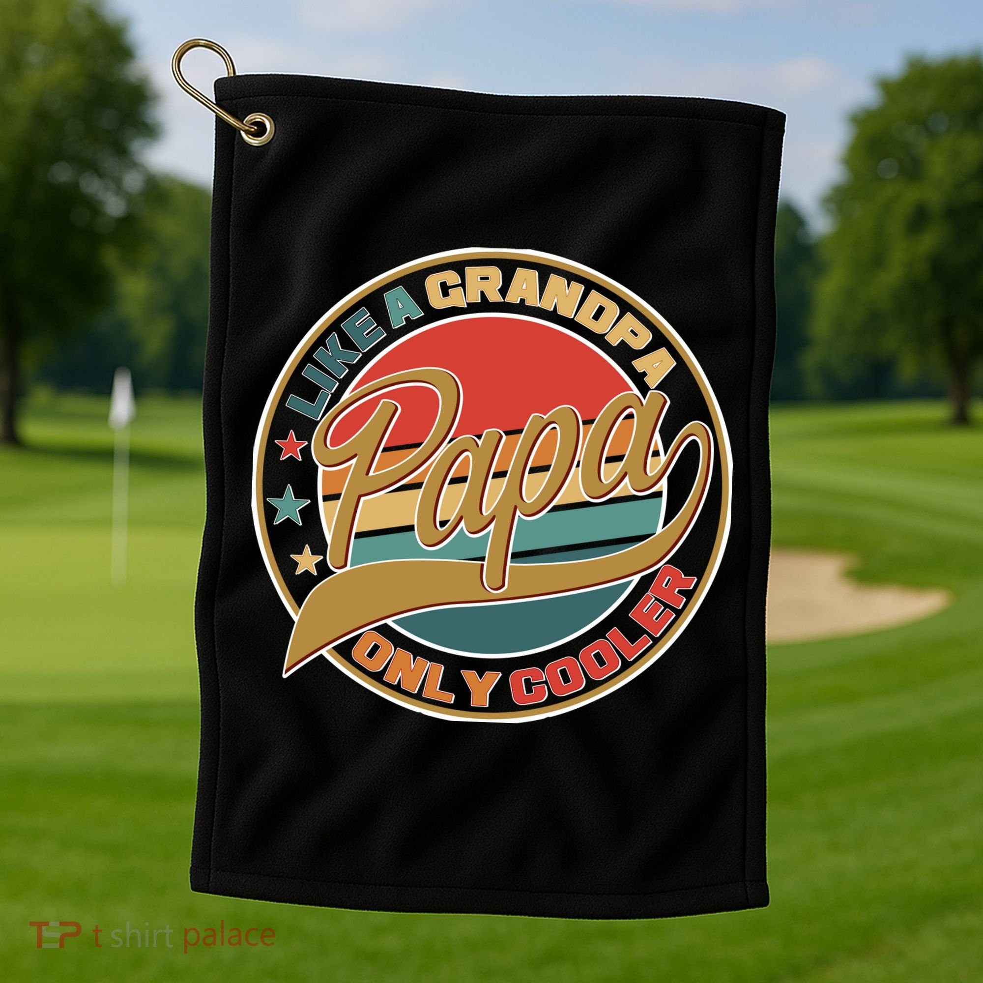 Papa Like A Grandpa Only Cooler Emblem Golf Towel