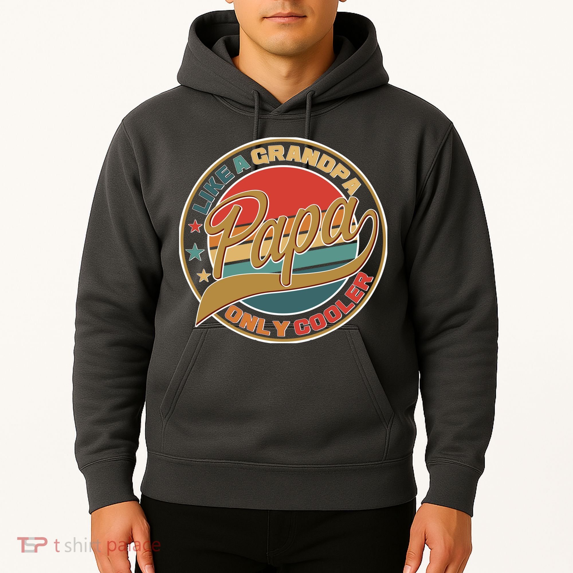 Papa Like A Grandpa Only Cooler Emblem Hoodie