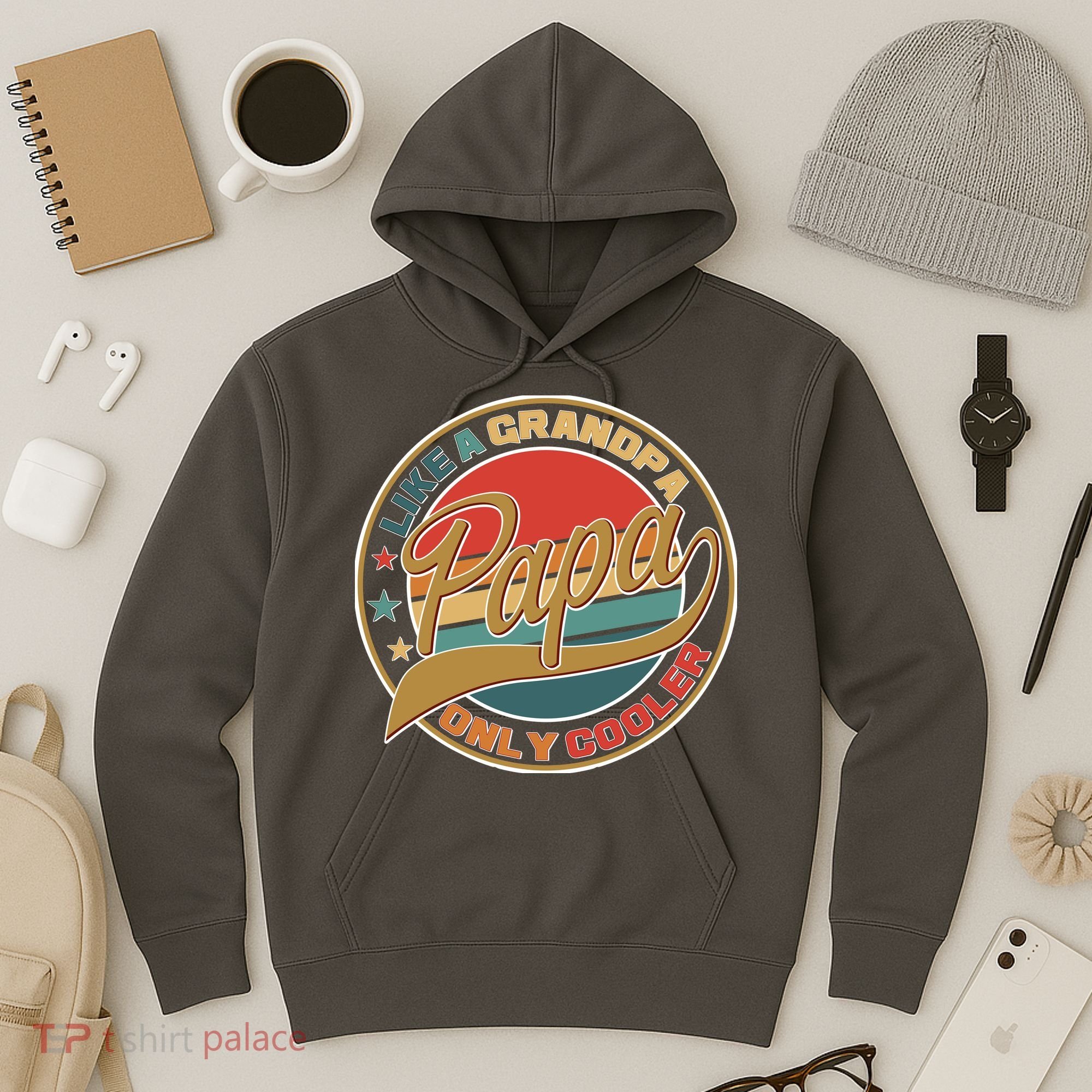 Papa Like A Grandpa Only Cooler Emblem Hoodie