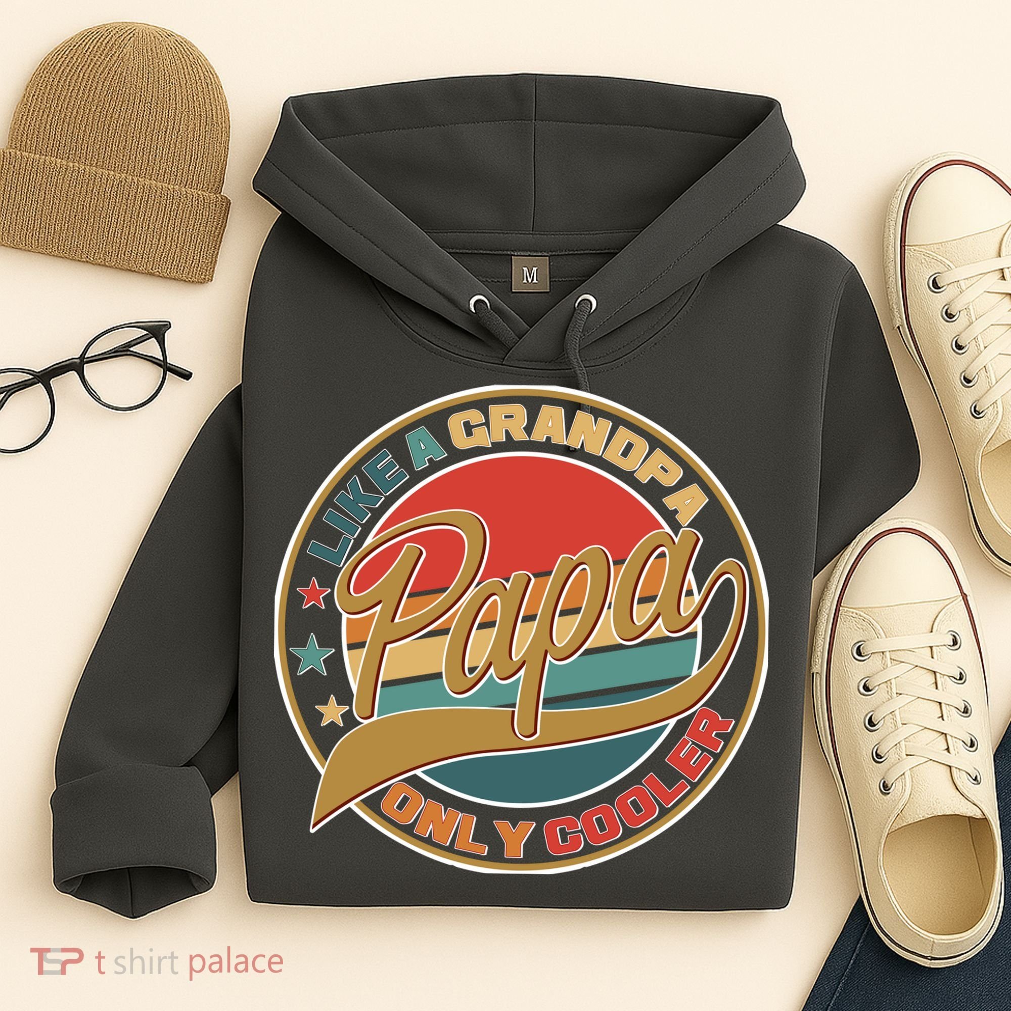 Papa Like A Grandpa Only Cooler Emblem Hoodie