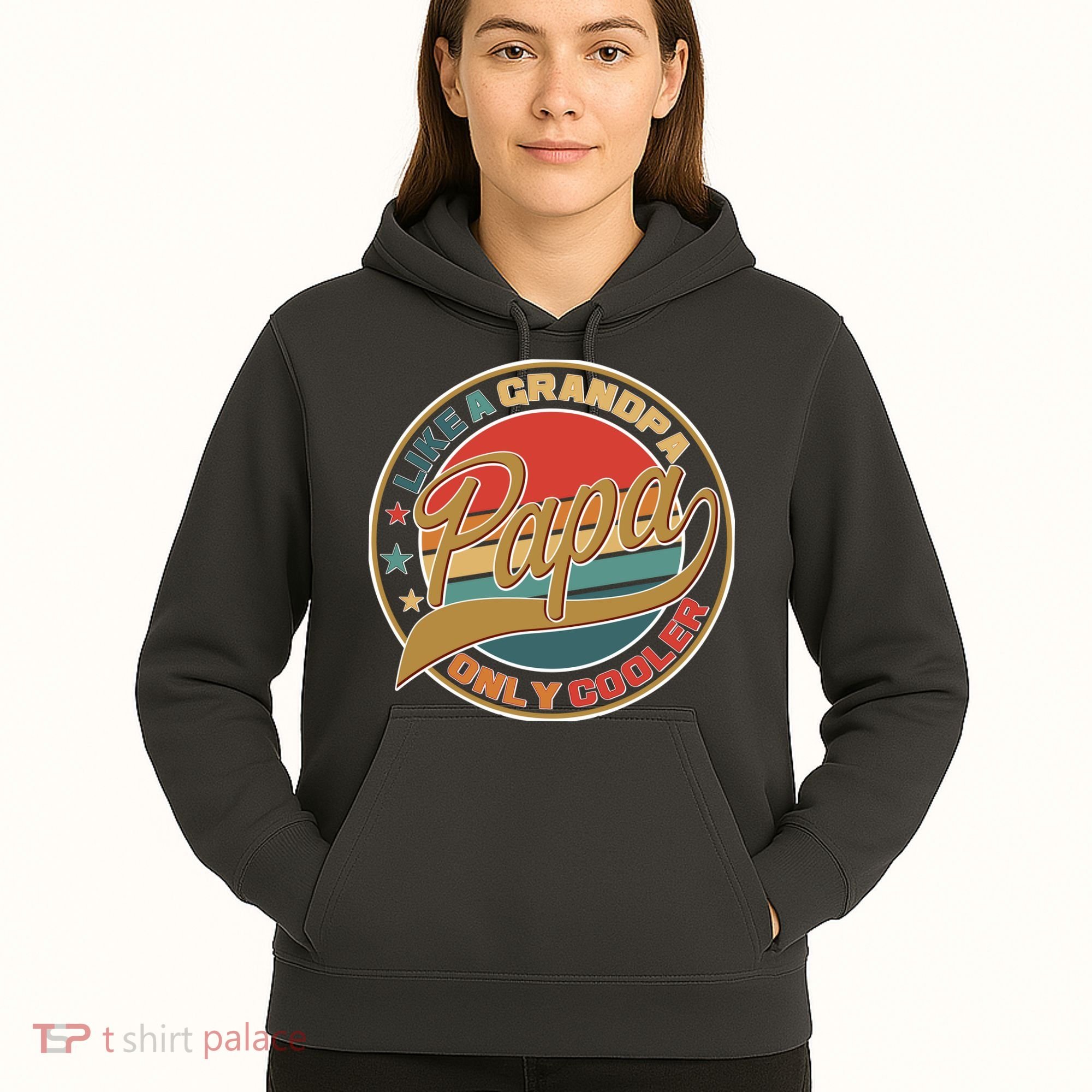Papa Like A Grandpa Only Cooler Emblem Hoodie
