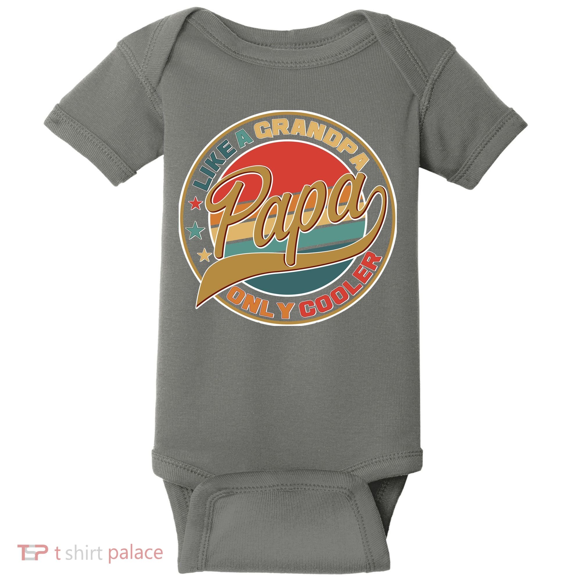 Papa Like A Grandpa Only Cooler Emblem Baby Bodysuit