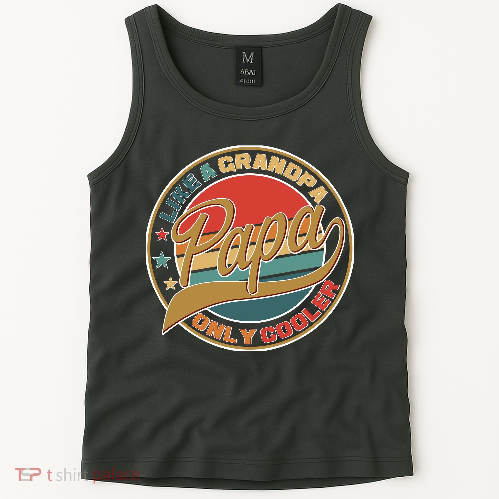 Papa Like A Grandpa Only Cooler Emblem Tank Top