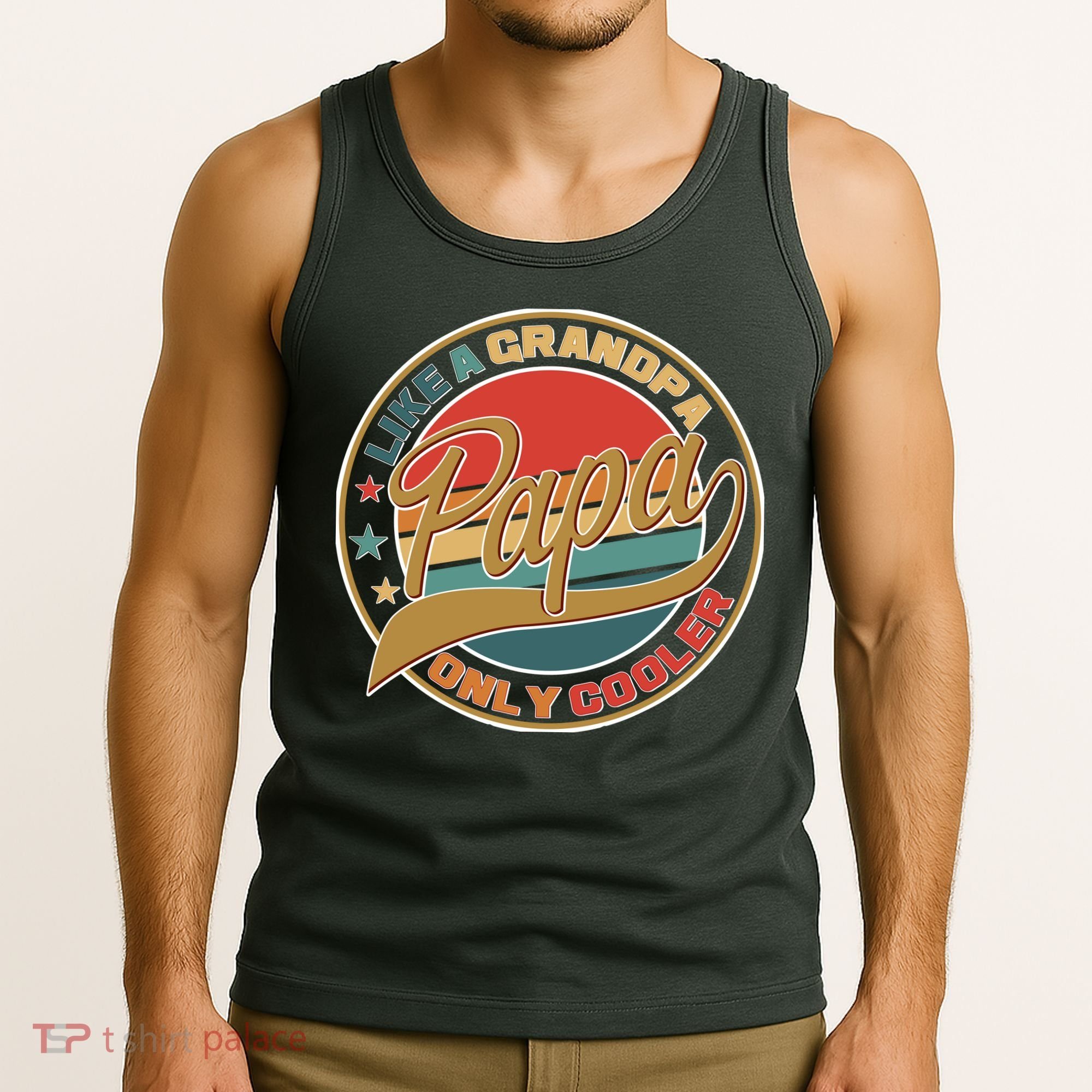 Papa Like A Grandpa Only Cooler Emblem Tank Top