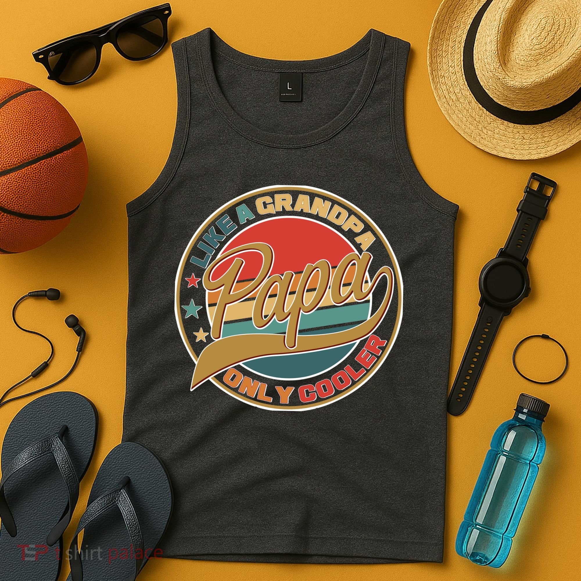 Papa Like A Grandpa Only Cooler Emblem Tank Top