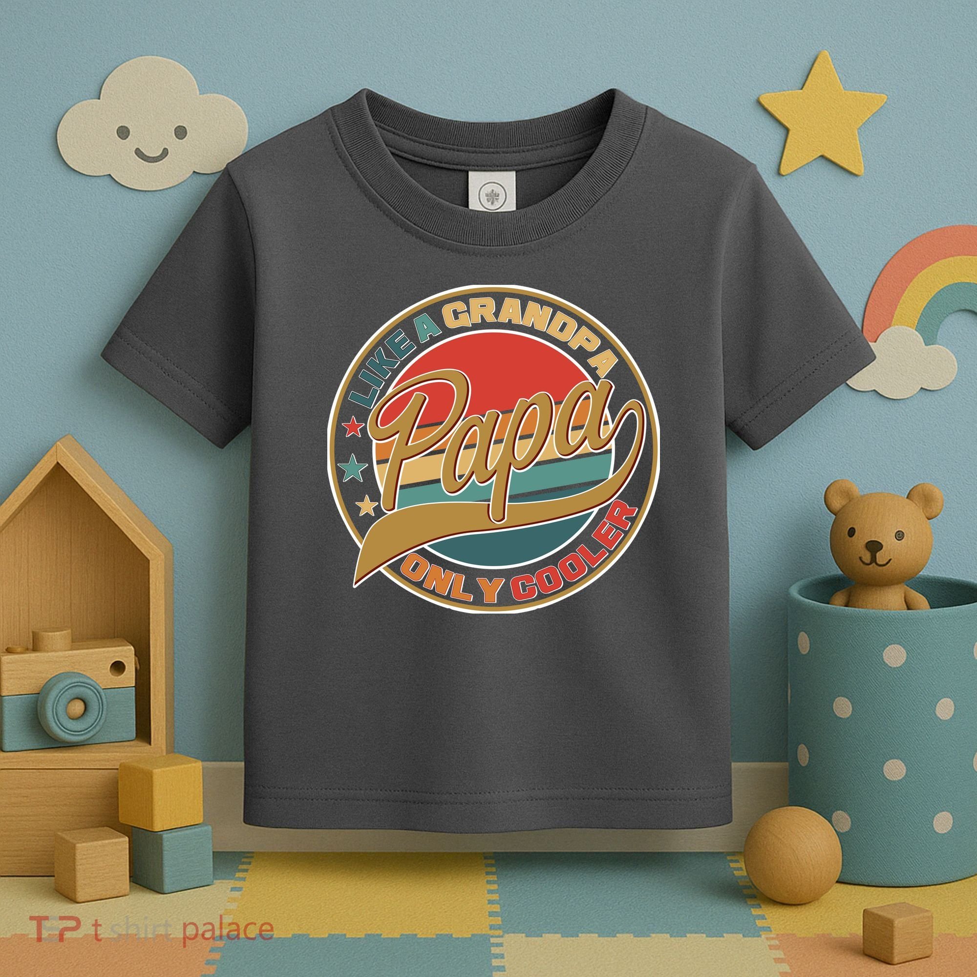 Papa Like A Grandpa Only Cooler Emblem Toddler T-Shirt