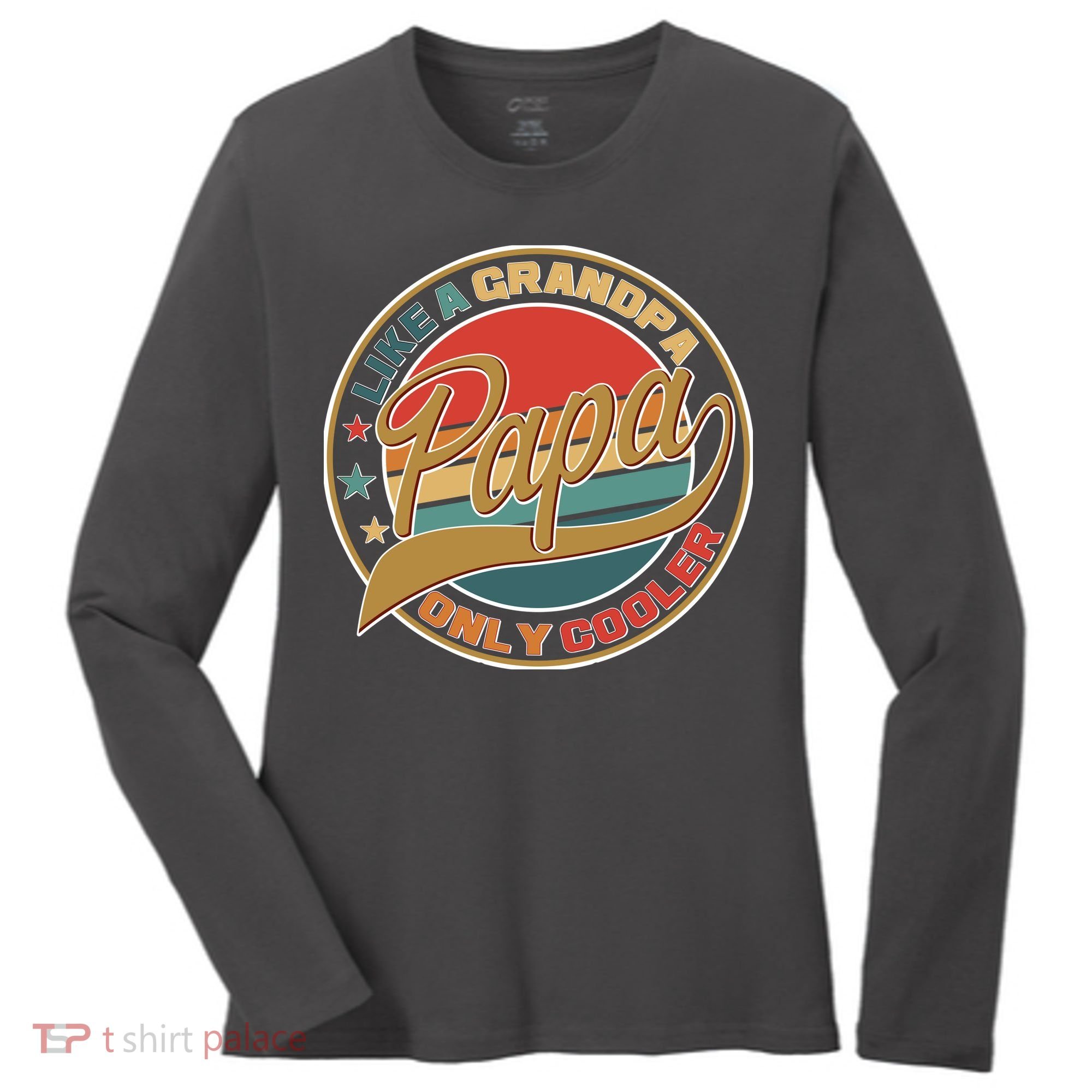 Papa Like A Grandpa Only Cooler Emblem Women's Long Sleeve Shirt