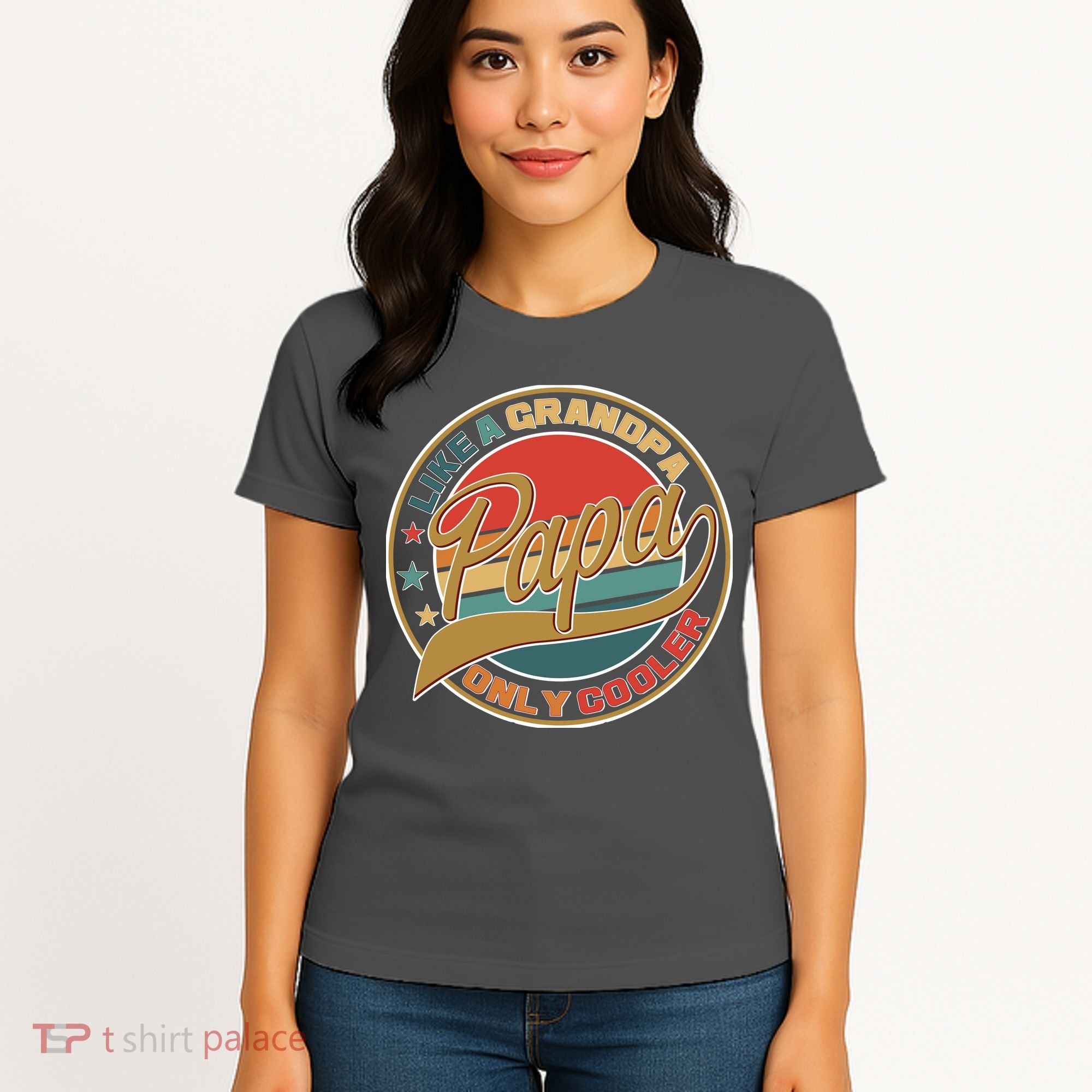 Papa Like A Grandpa Only Cooler Emblem Women's T-Shirt