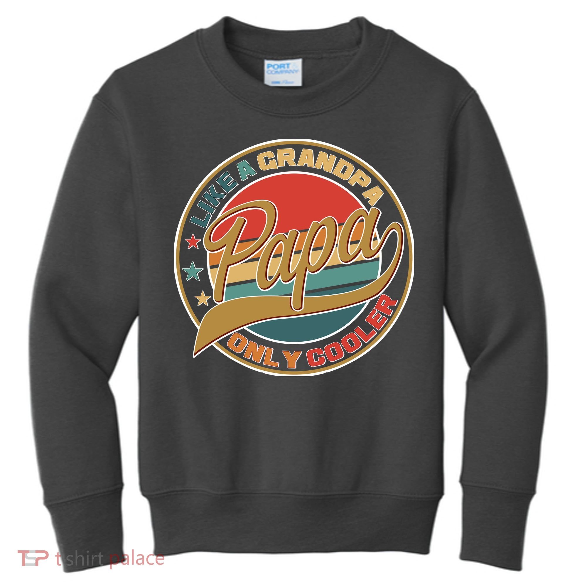 Papa Like A Grandpa Only Cooler Emblem Kids Sweatshirt