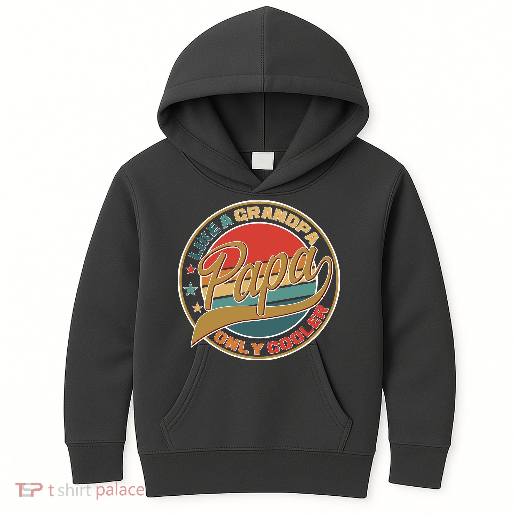 Papa Like A Grandpa Only Cooler Emblem Kids Hoodie