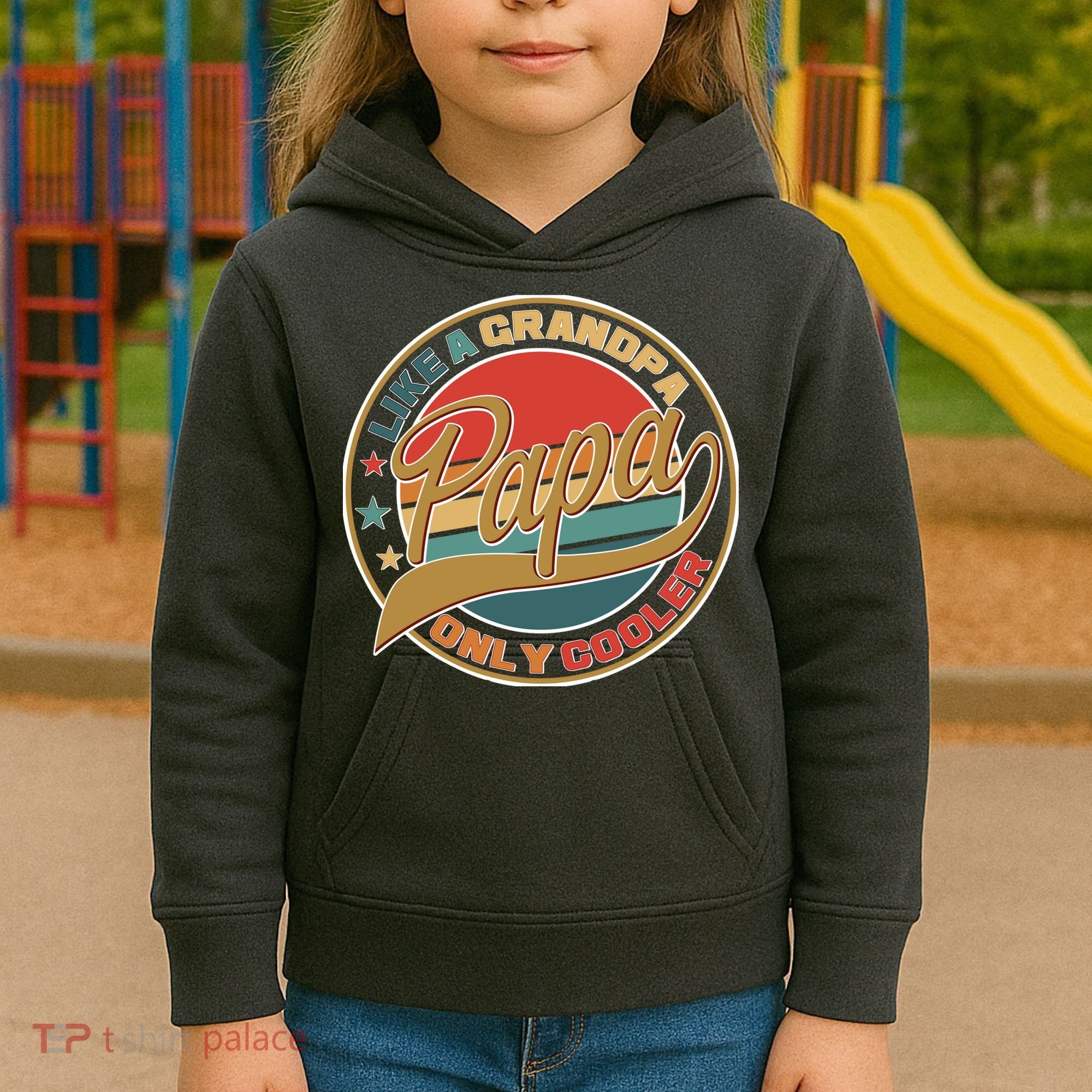 Papa Like A Grandpa Only Cooler Emblem Kids Hoodie