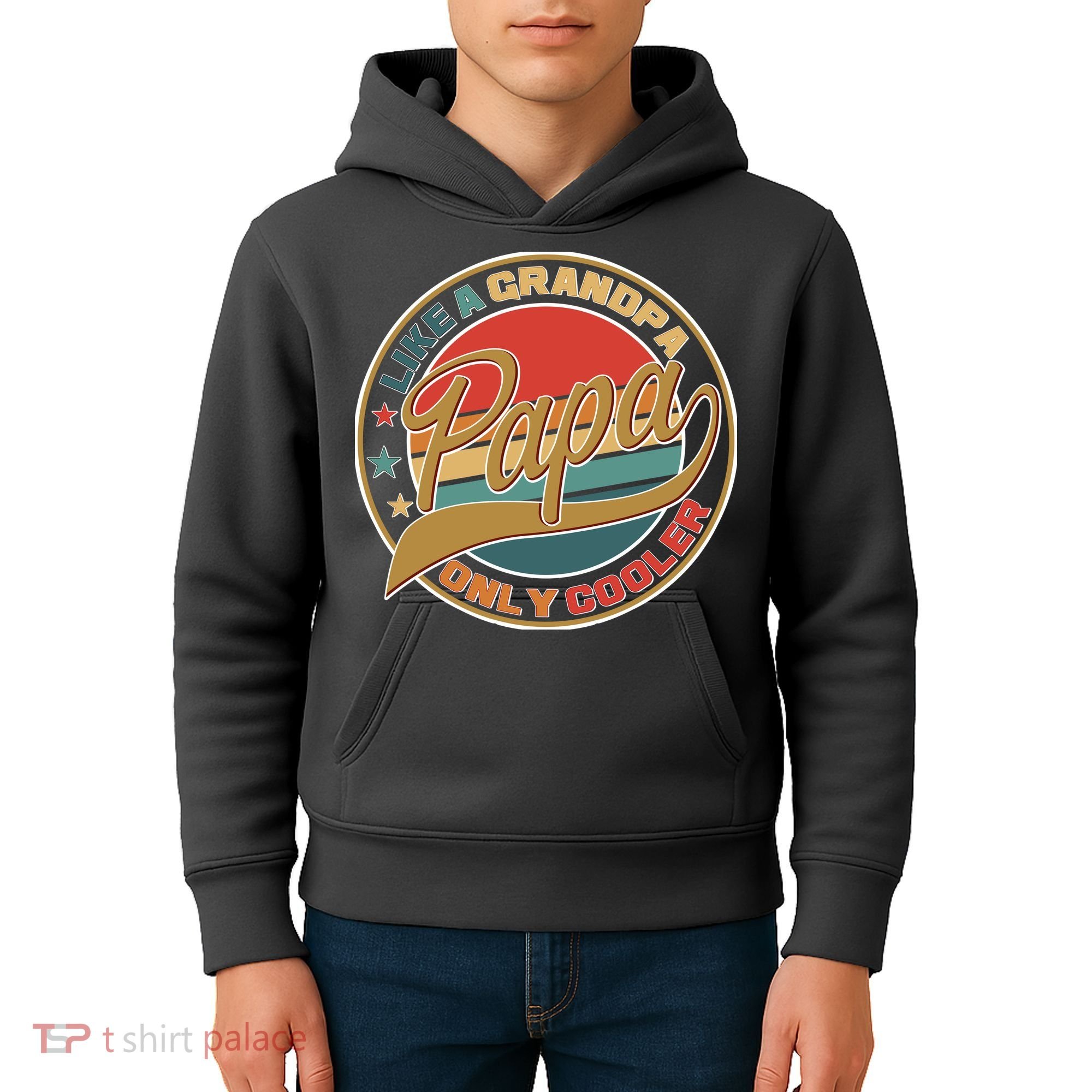 Papa Like A Grandpa Only Cooler Emblem Kids Hoodie