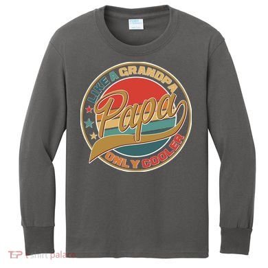 Papa Like A Grandpa Only Cooler Emblem Kids Long Sleeve Shirt