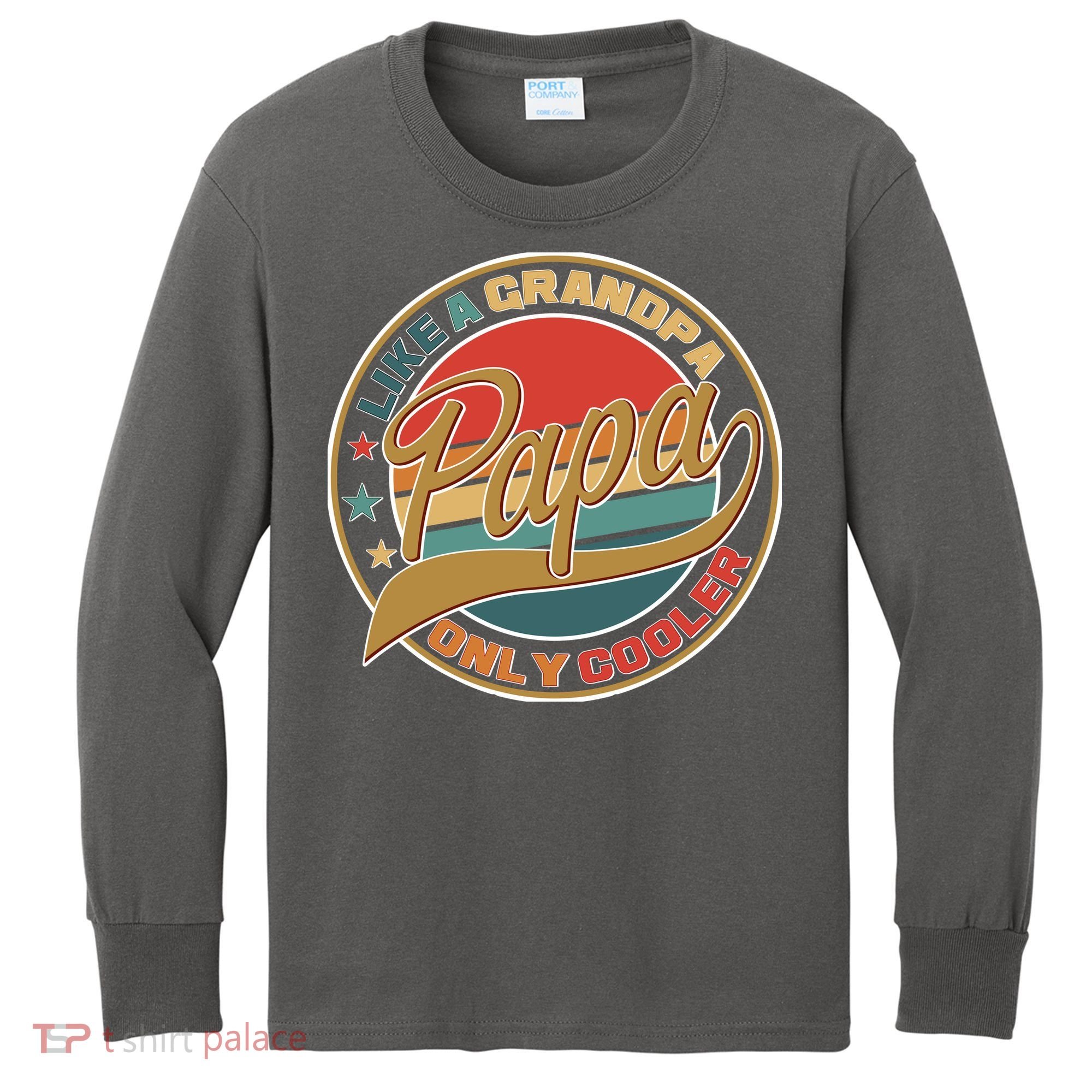 Papa Like A Grandpa Only Cooler Emblem Kids Long Sleeve Shirt