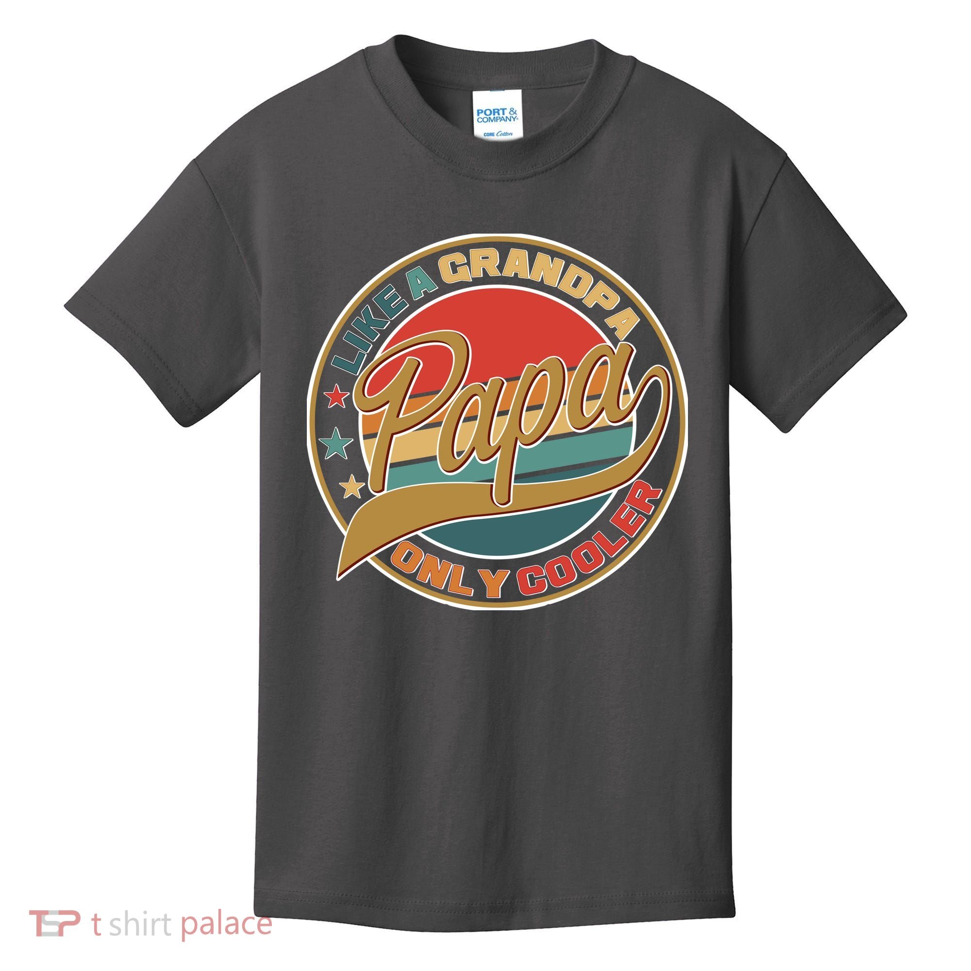 Papa Like A Grandpa Only Cooler Emblem Kids T-Shirt