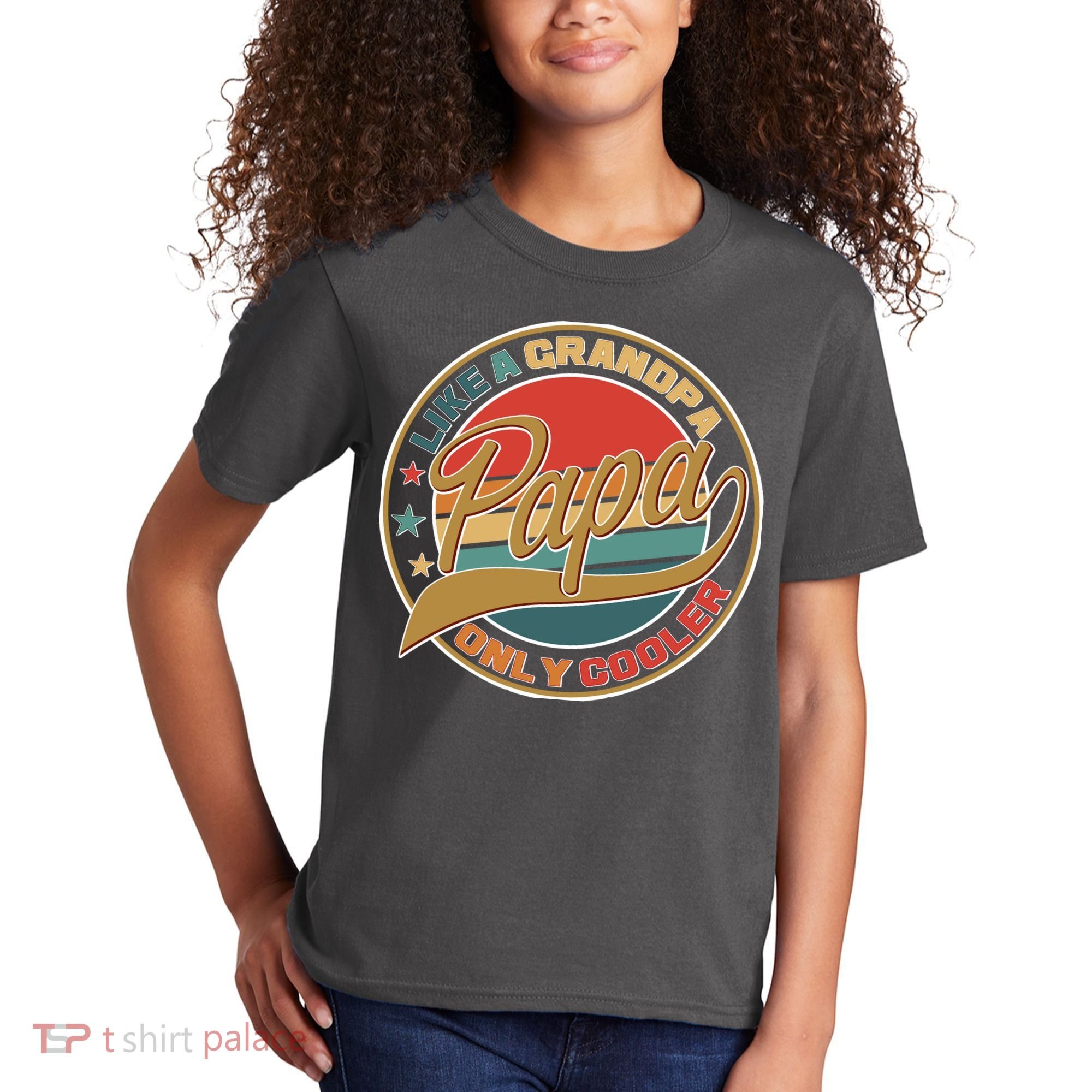 Papa Like A Grandpa Only Cooler Emblem Kids T-Shirt