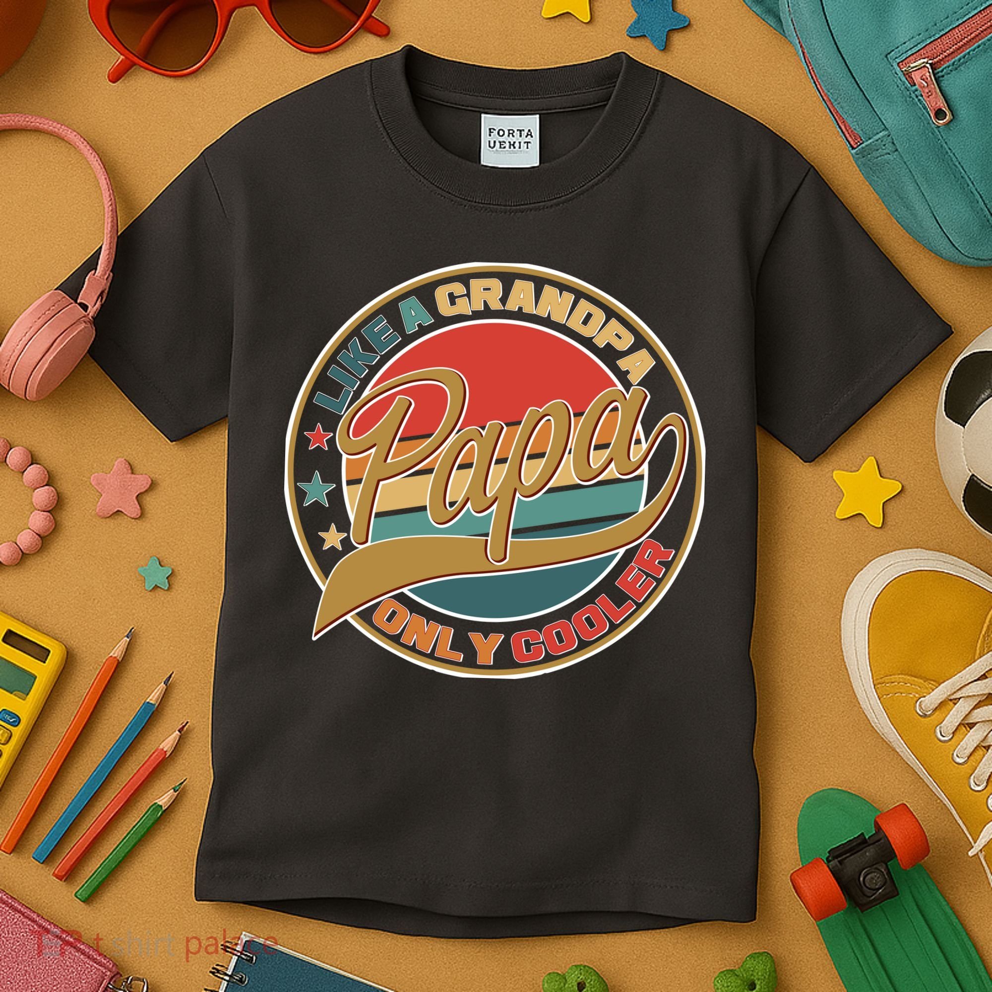 Papa Like A Grandpa Only Cooler Emblem Kids T-Shirt