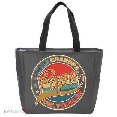Papa Like A Grandpa Only Cooler Emblem Tote Bag