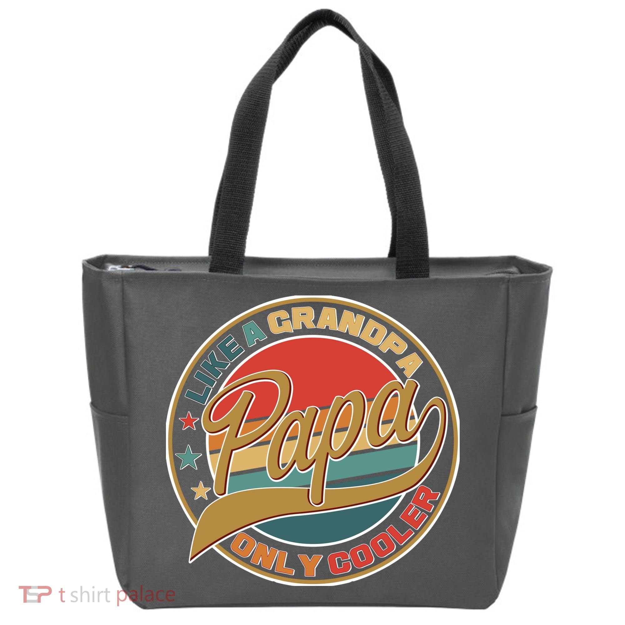 Papa Like A Grandpa Only Cooler Emblem Tote Bag