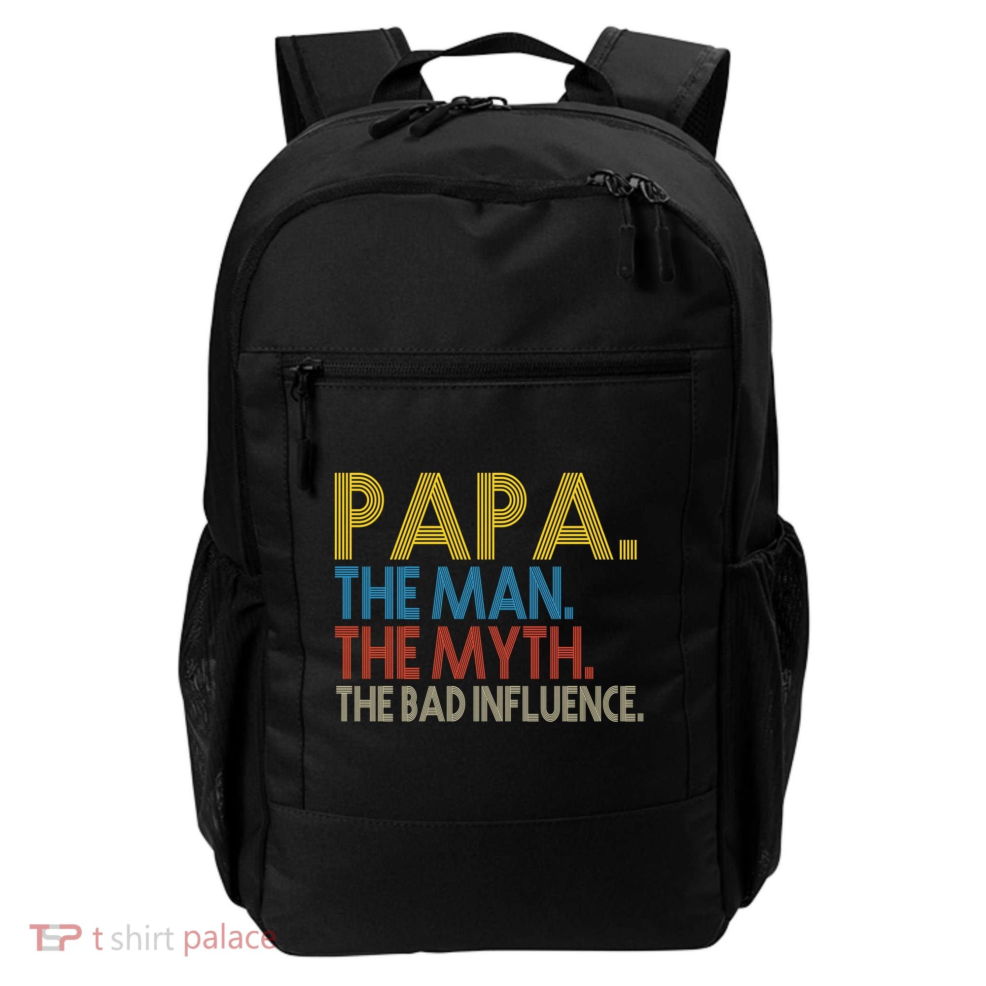 Papa Man Myth The Bad Influence Retro Backpack