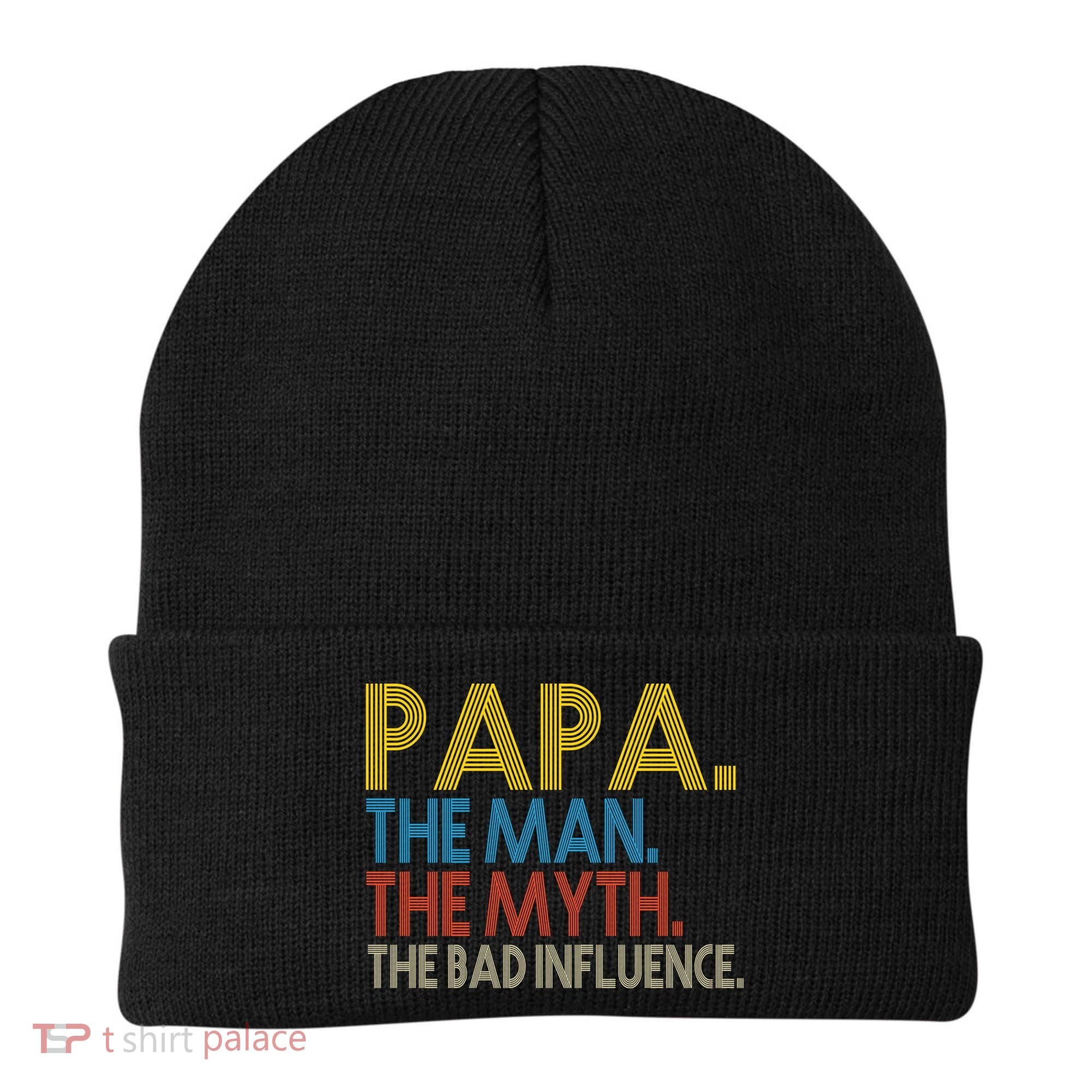 Papa Man Myth The Bad Influence Retro Beanie