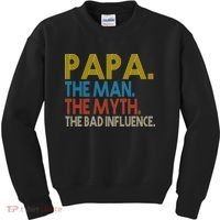 Papa Man Myth The Bad Influence Retro Kids Sweatshirt thumb 0