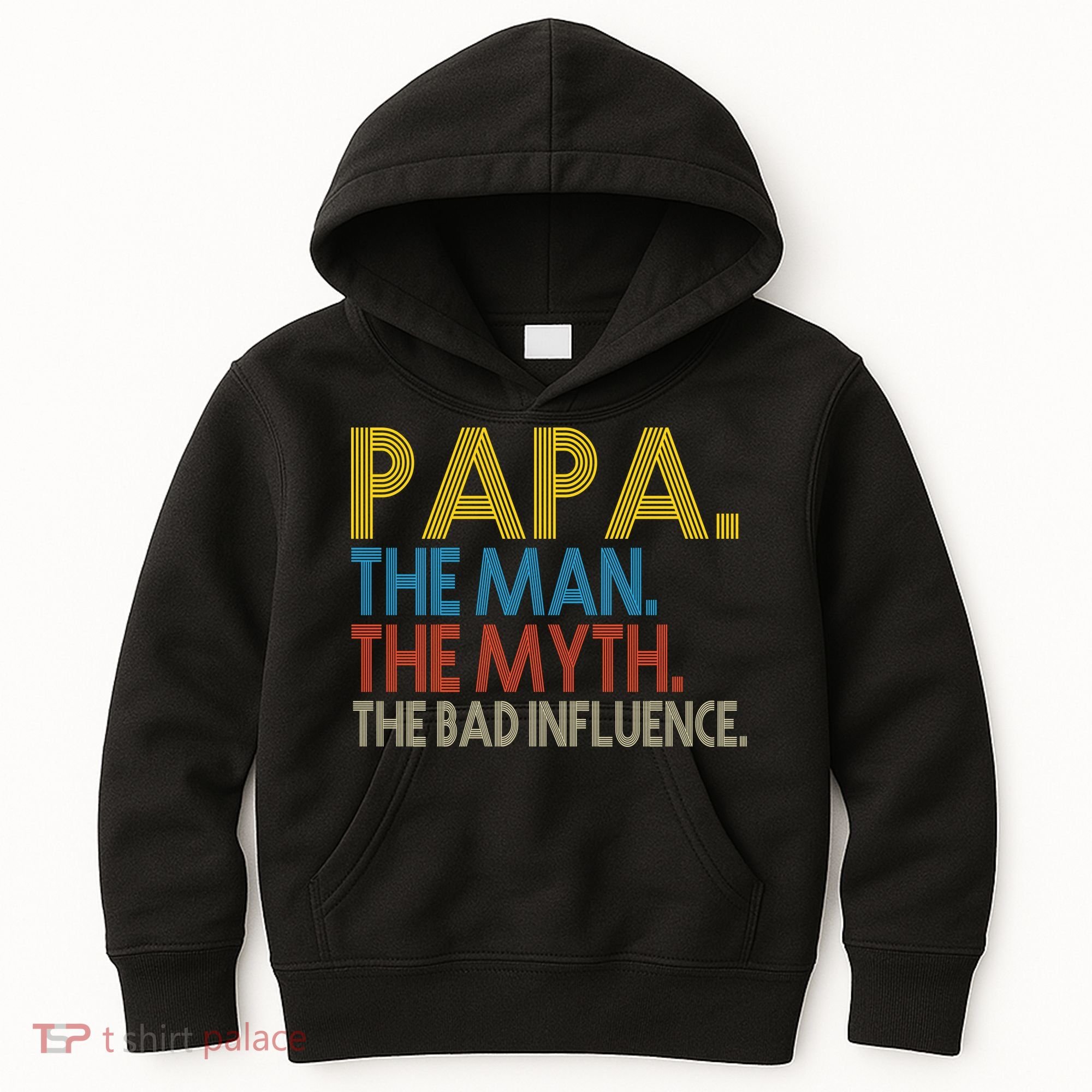 Papa Man Myth The Bad Influence Retro Kids Hoodie