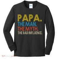 Papa Man Myth The Bad Influence Retro Kids Long Sleeve Shirt thumb 0