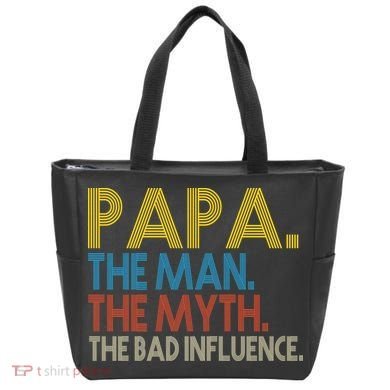 Papa Man Myth The Bad Influence Retro Tote Bag