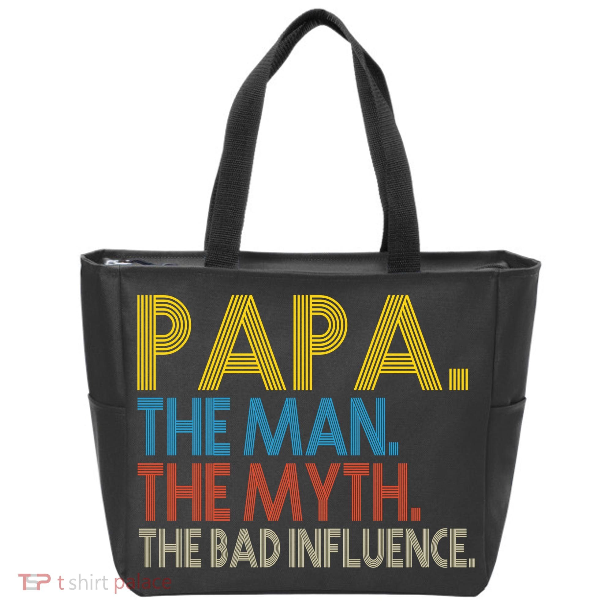 Papa Man Myth The Bad Influence Retro Tote Bag