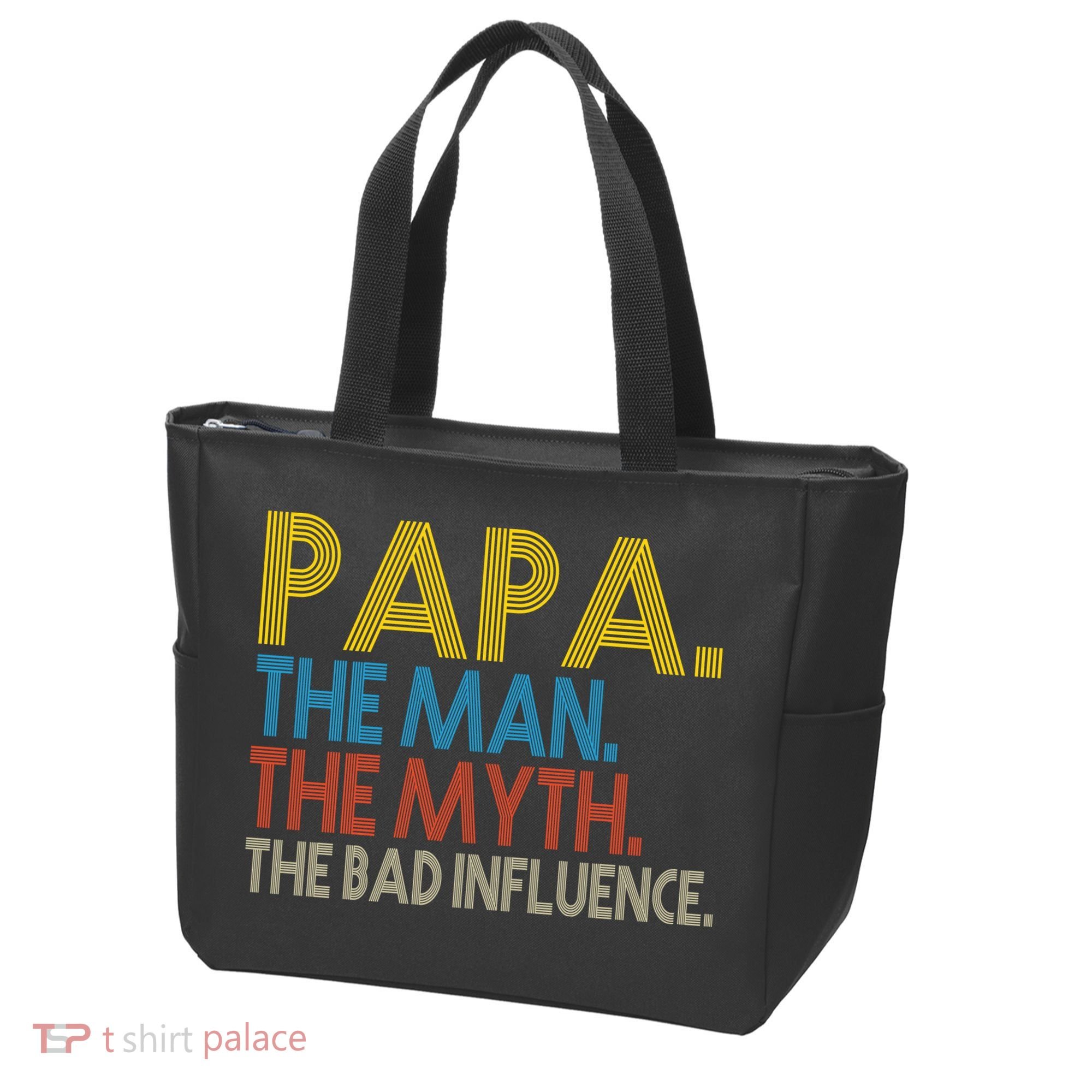 Papa Man Myth The Bad Influence Retro Tote Bag