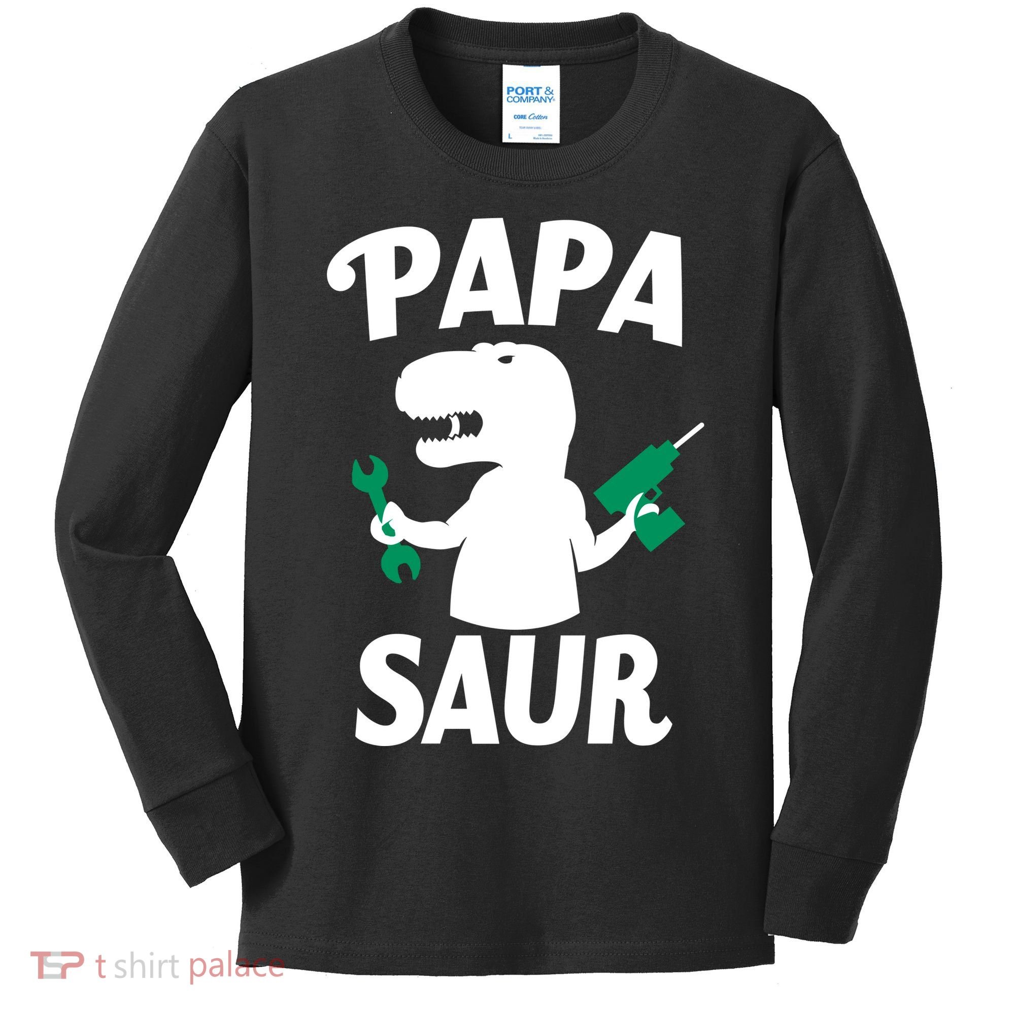 Papa Saur Fix Things Kids Long Sleeve Shirt