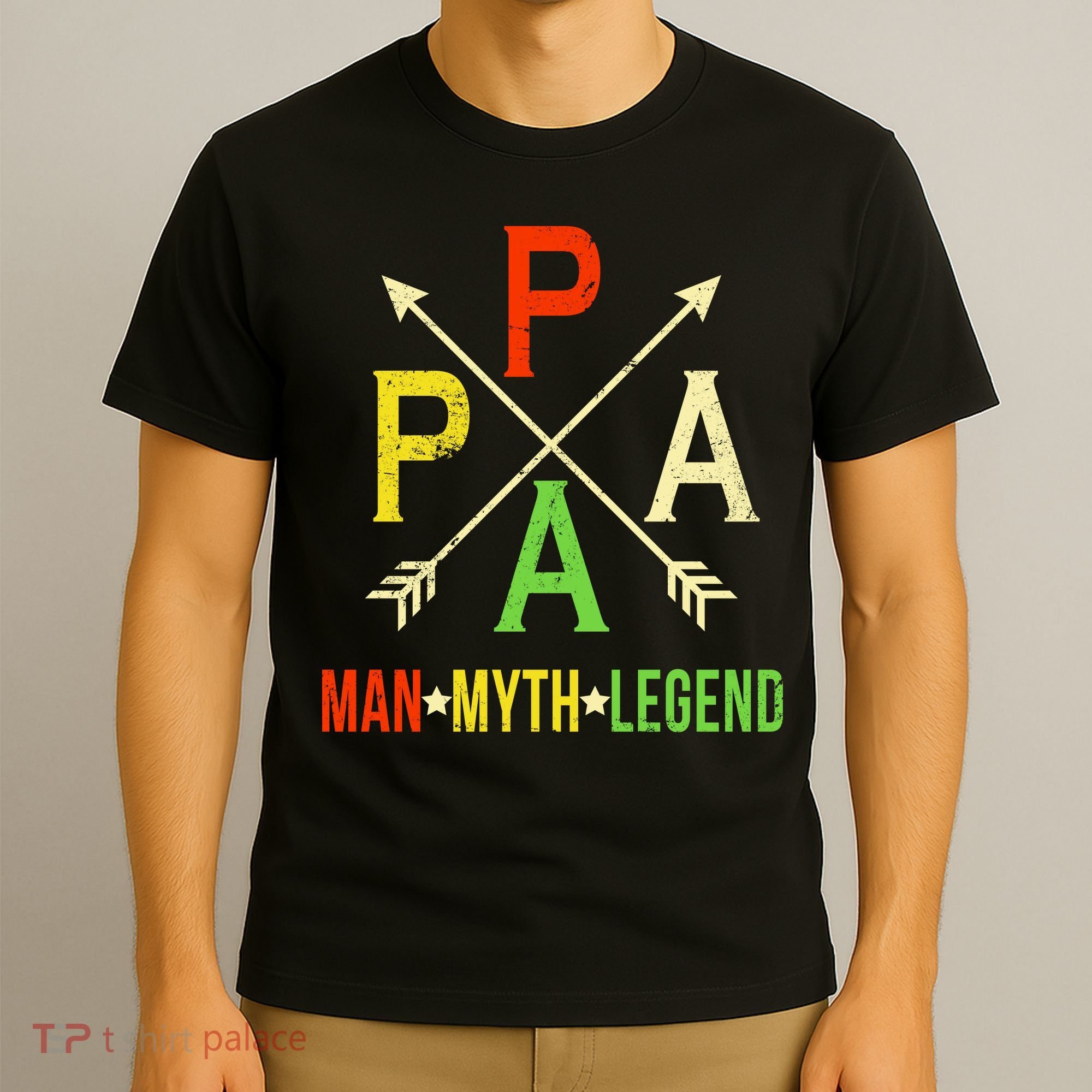 Papa The Man Myth Legend Arrow Cross T-Shirt